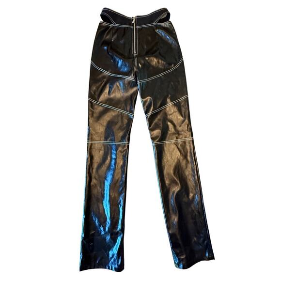 I.AM.GIA Paris Pants Black Vinyl Cutout Trousers Size M 796W - Picture 6 of 14